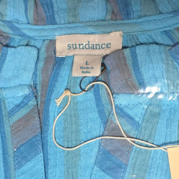Sundance Adley Sundress Sleeveless Sz Large XL Turquoise Blue Gauze Beach $128 - Picture 9 of 15